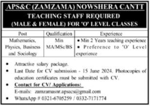 Teaching jobs June 2024 at APSC New Apply