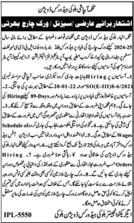 Irrigation Department Punjab jobs 2024 | Work Charged basis