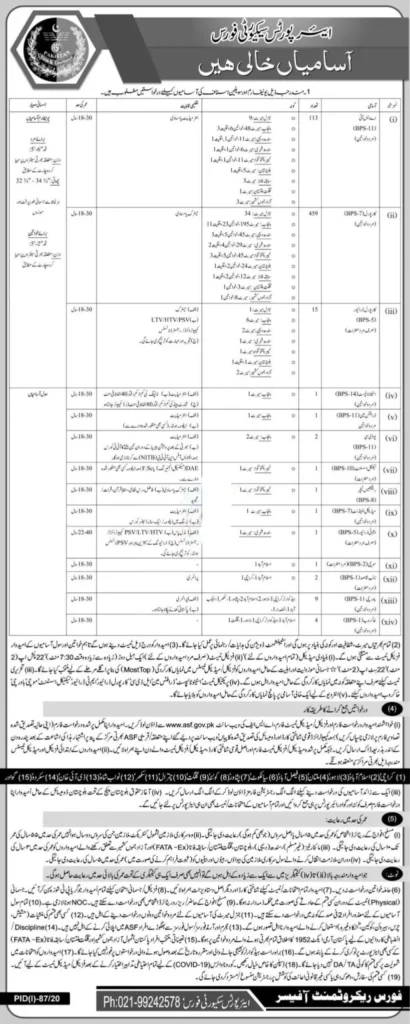 ASF Airport Security Force Jobs 2024 new advertisement